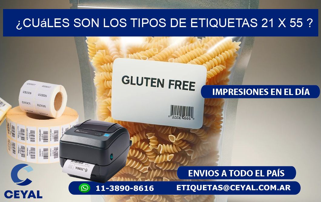 ¿Cuáles son los tipos de etiquetas 21 x 55 ?