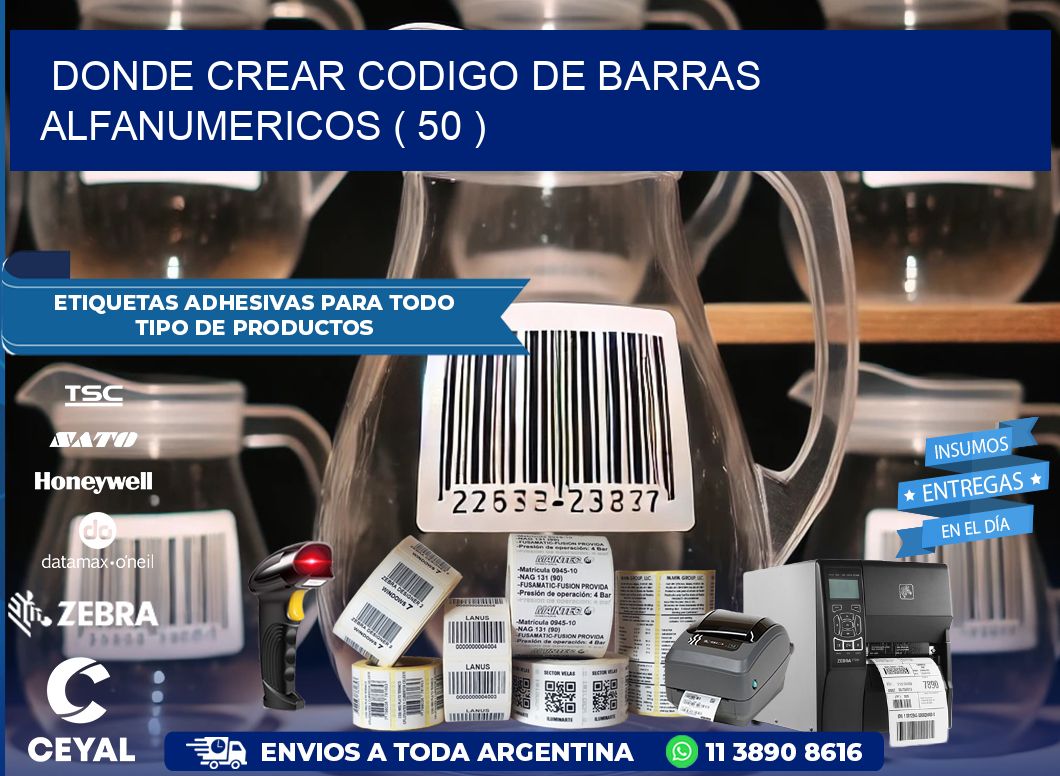 DONDE CREAR CODIGO DE BARRAS ALFANUMERICOS ( 50 )