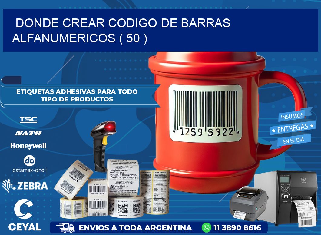 DONDE CREAR CODIGO DE BARRAS ALFANUMERICOS ( 50 )