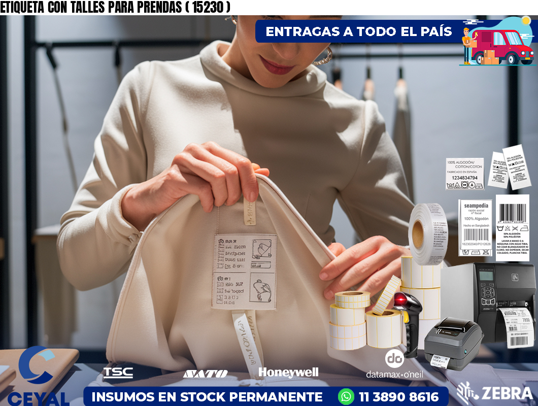 ETIQUETA CON TALLES PARA PRENDAS ( 15230 )