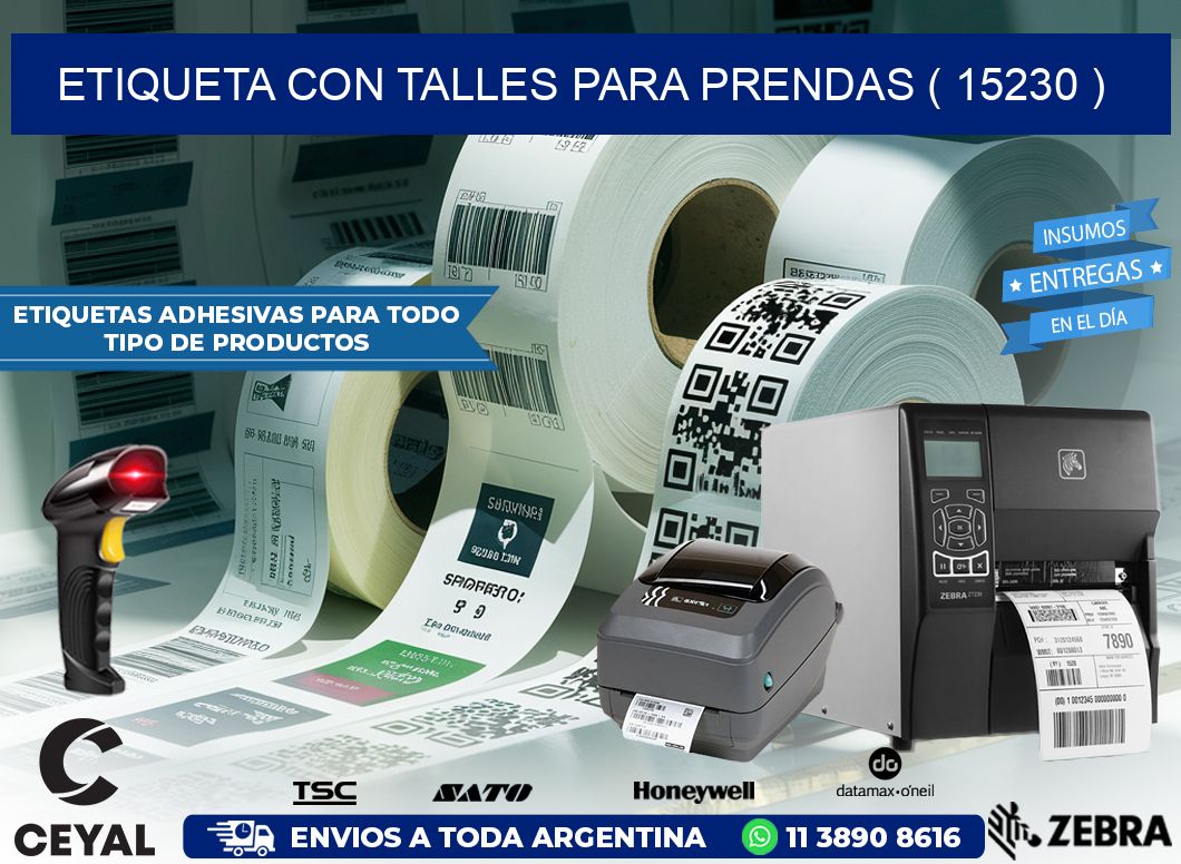ETIQUETA CON TALLES PARA PRENDAS ( 15230 )