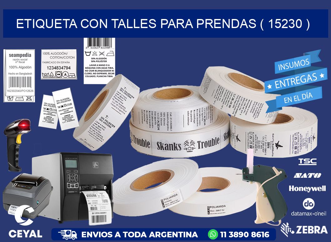 ETIQUETA CON TALLES PARA PRENDAS ( 15230 )