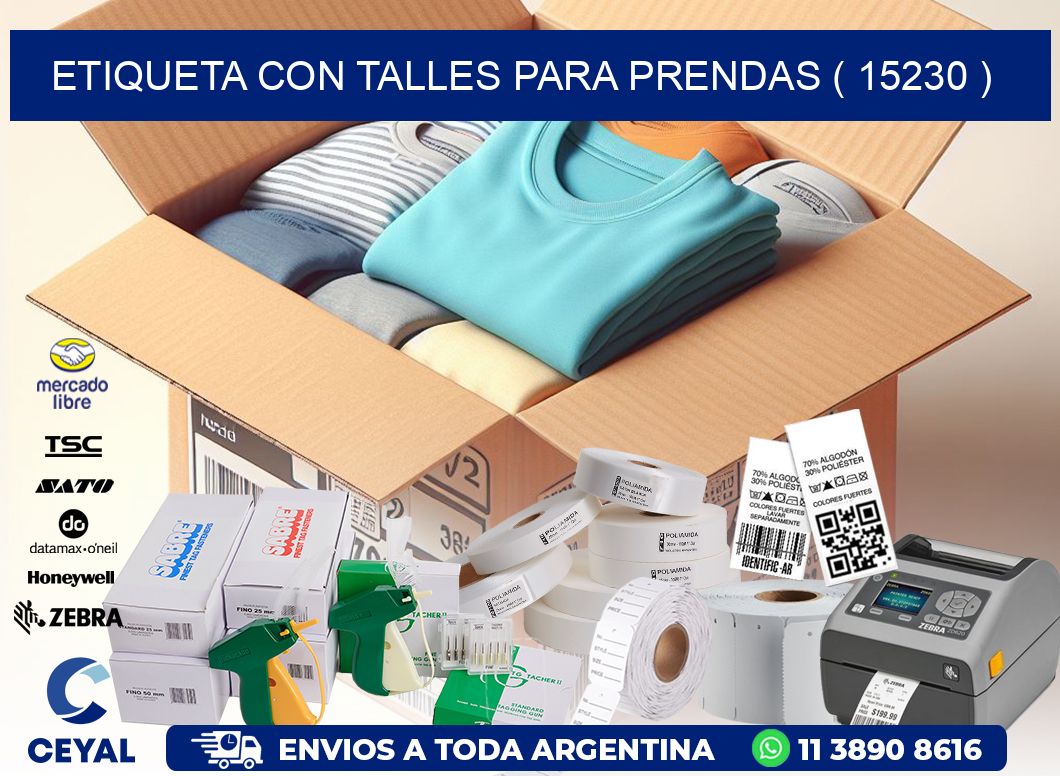 ETIQUETA CON TALLES PARA PRENDAS ( 15230 )
