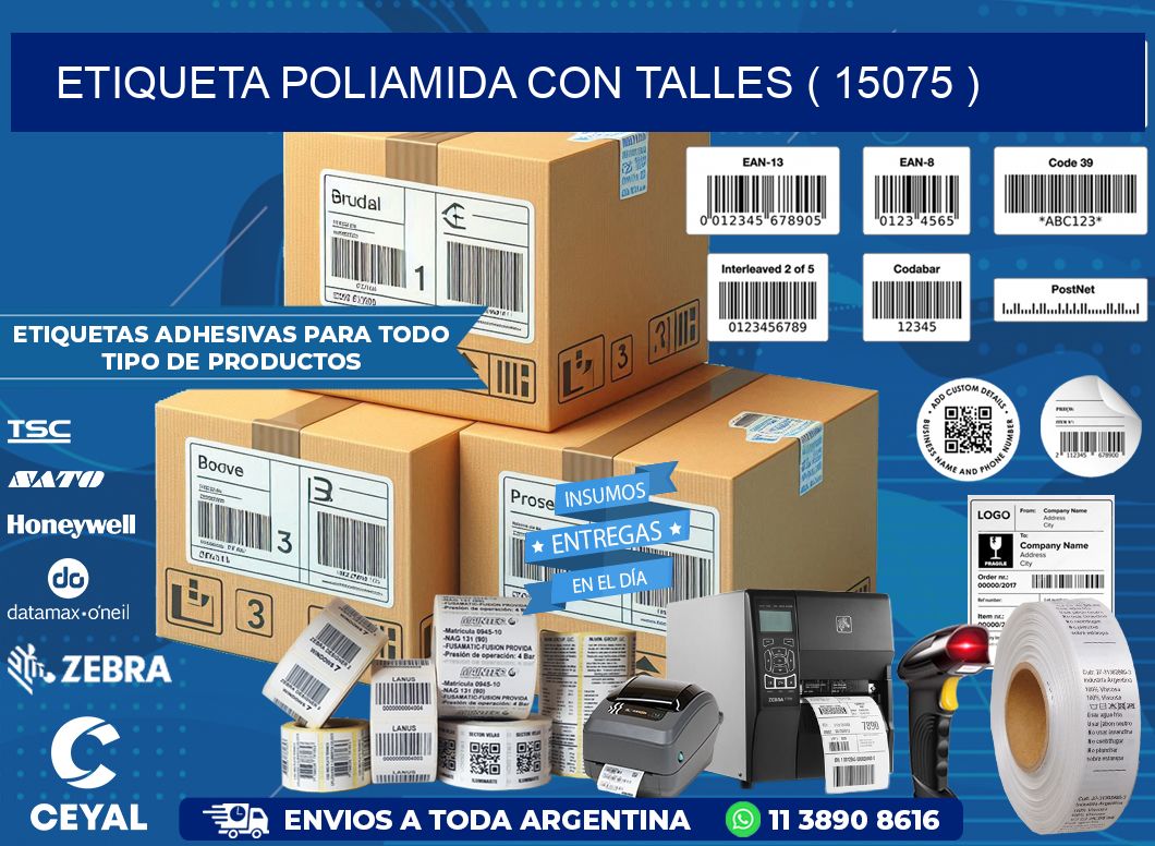 ETIQUETA POLIAMIDA CON TALLES ( 15075 )