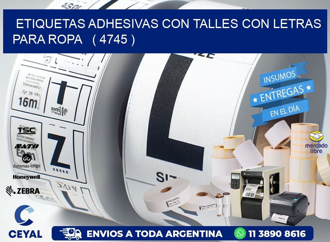 ETIQUETAS ADHESIVAS CON TALLES CON LETRAS PARA ROPA   ( 4745 )