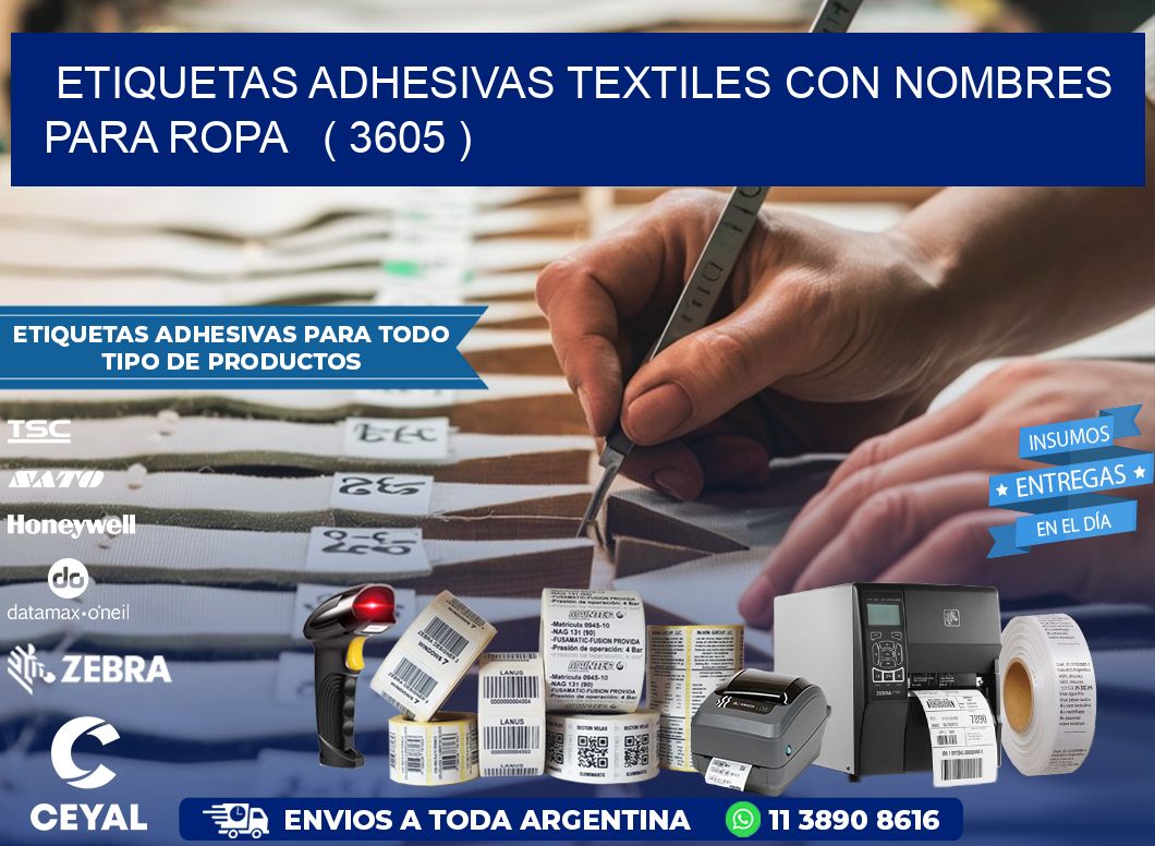 ETIQUETAS ADHESIVAS TEXTILES CON NOMBRES PARA ROPA   ( 3605 )
