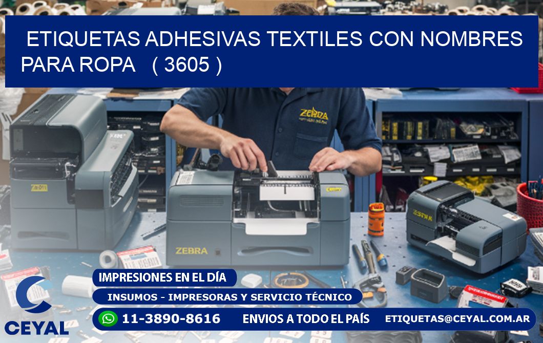 ETIQUETAS ADHESIVAS TEXTILES CON NOMBRES PARA ROPA   ( 3605 )