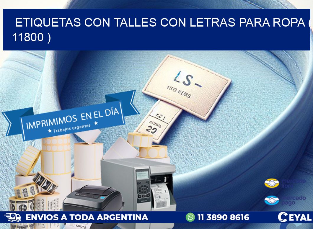 ETIQUETAS CON TALLES CON LETRAS PARA ROPA ( 11800 )
