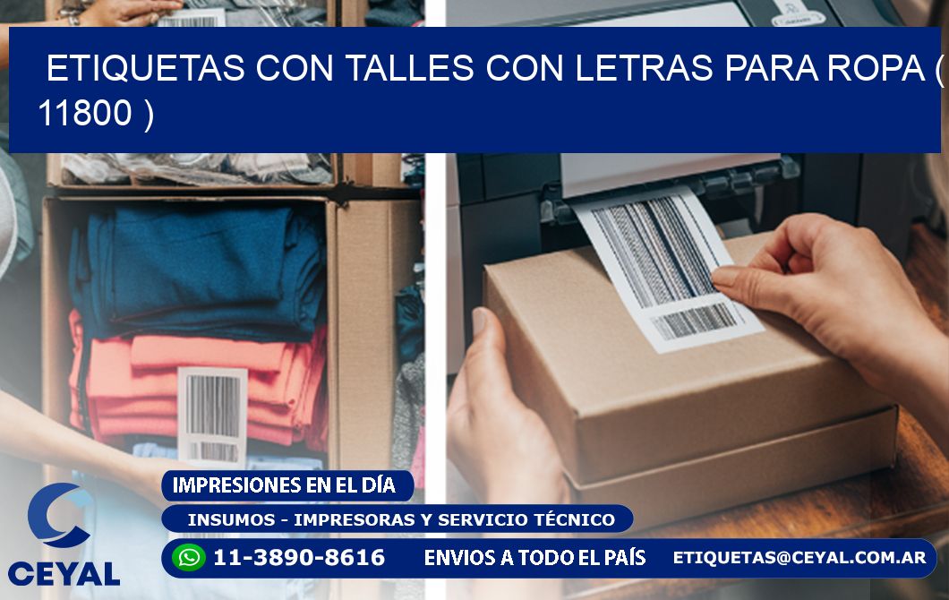 ETIQUETAS CON TALLES CON LETRAS PARA ROPA ( 11800 )