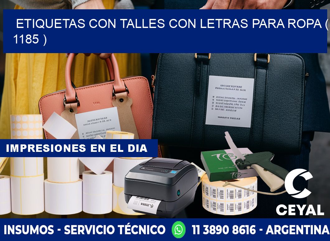 ETIQUETAS CON TALLES CON LETRAS PARA ROPA ( 1185 )