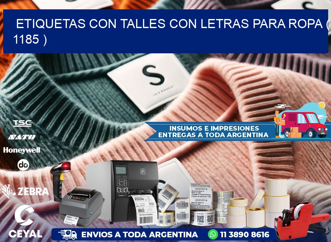 ETIQUETAS CON TALLES CON LETRAS PARA ROPA ( 1185 )