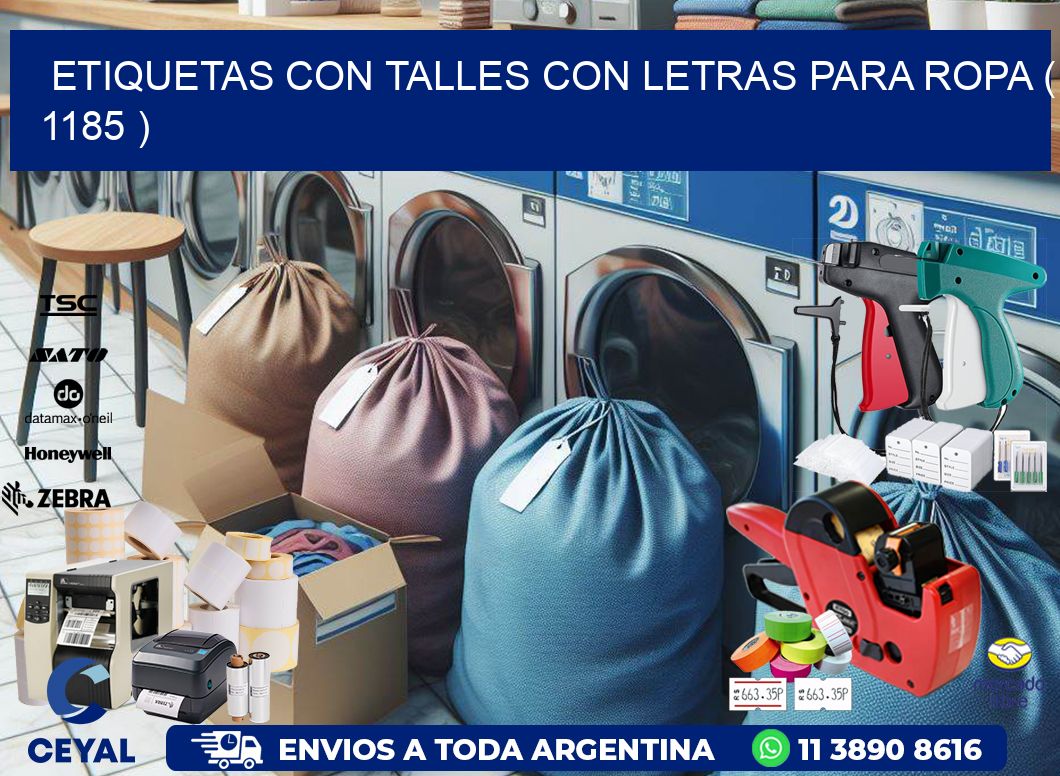 ETIQUETAS CON TALLES CON LETRAS PARA ROPA ( 1185 )