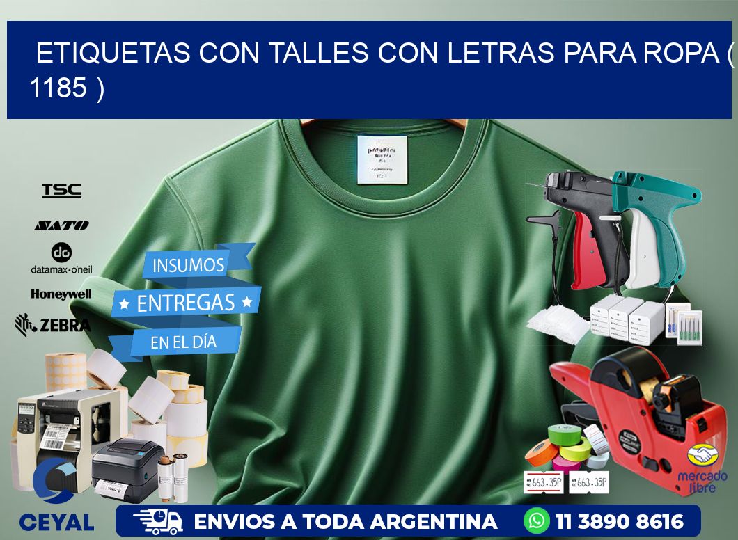 ETIQUETAS CON TALLES CON LETRAS PARA ROPA ( 1185 )