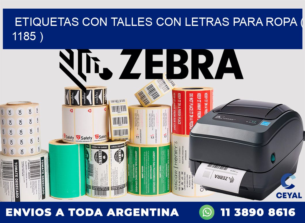 ETIQUETAS CON TALLES CON LETRAS PARA ROPA ( 1185 )