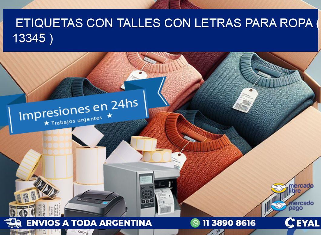 ETIQUETAS CON TALLES CON LETRAS PARA ROPA ( 13345 )