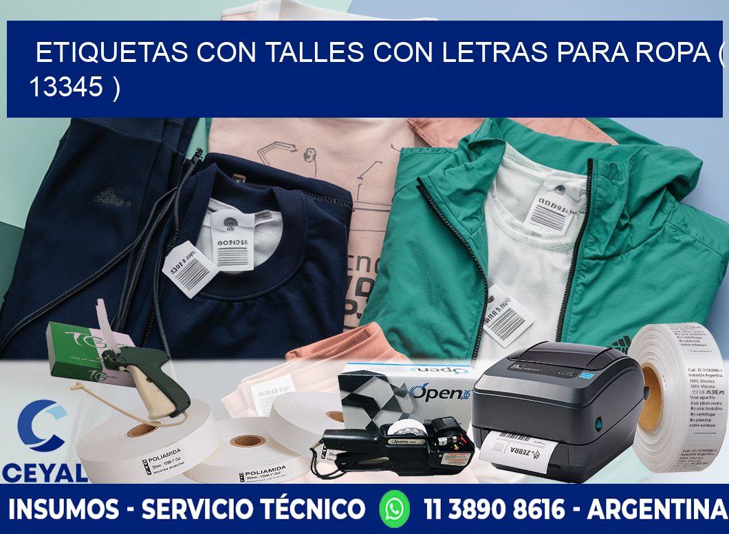 ETIQUETAS CON TALLES CON LETRAS PARA ROPA ( 13345 )