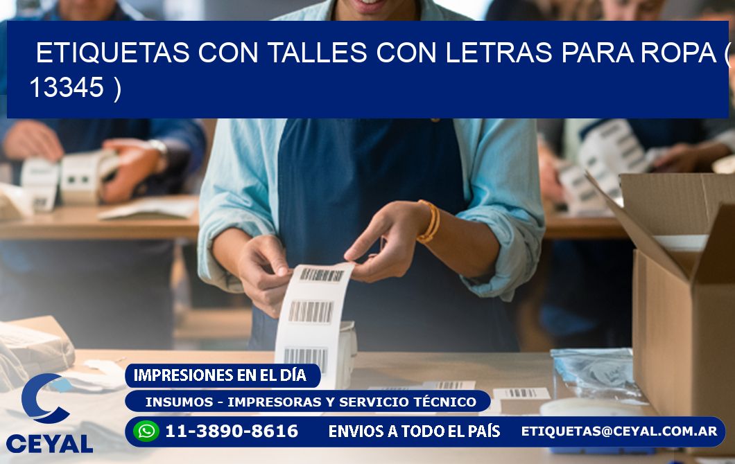 ETIQUETAS CON TALLES CON LETRAS PARA ROPA ( 13345 )
