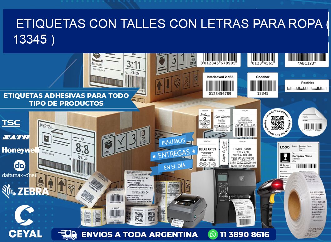 ETIQUETAS CON TALLES CON LETRAS PARA ROPA ( 13345 )