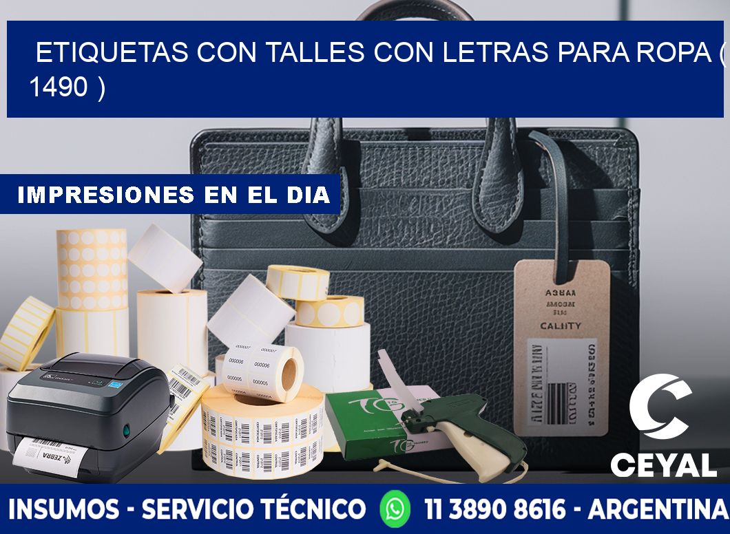 ETIQUETAS CON TALLES CON LETRAS PARA ROPA ( 1490 )