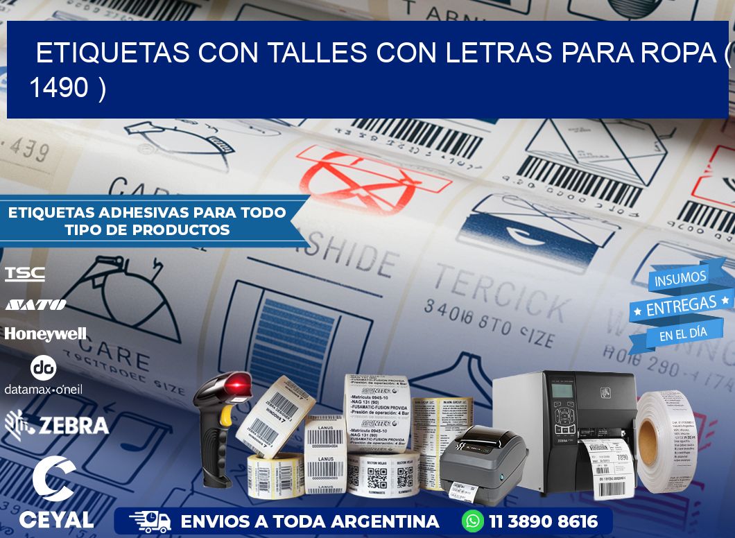 ETIQUETAS CON TALLES CON LETRAS PARA ROPA ( 1490 )