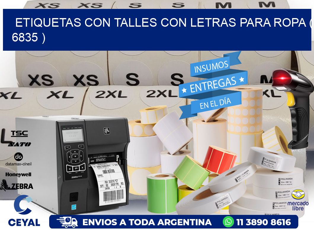 ETIQUETAS CON TALLES CON LETRAS PARA ROPA ( 6835 )