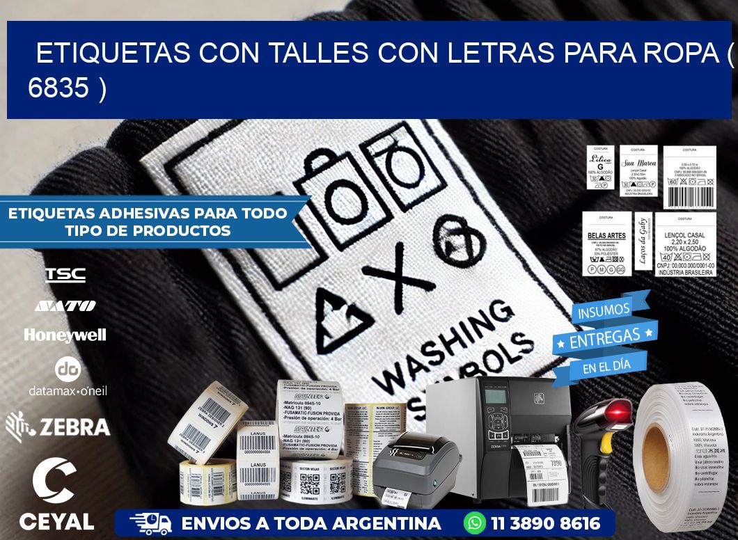 ETIQUETAS CON TALLES CON LETRAS PARA ROPA ( 6835 )