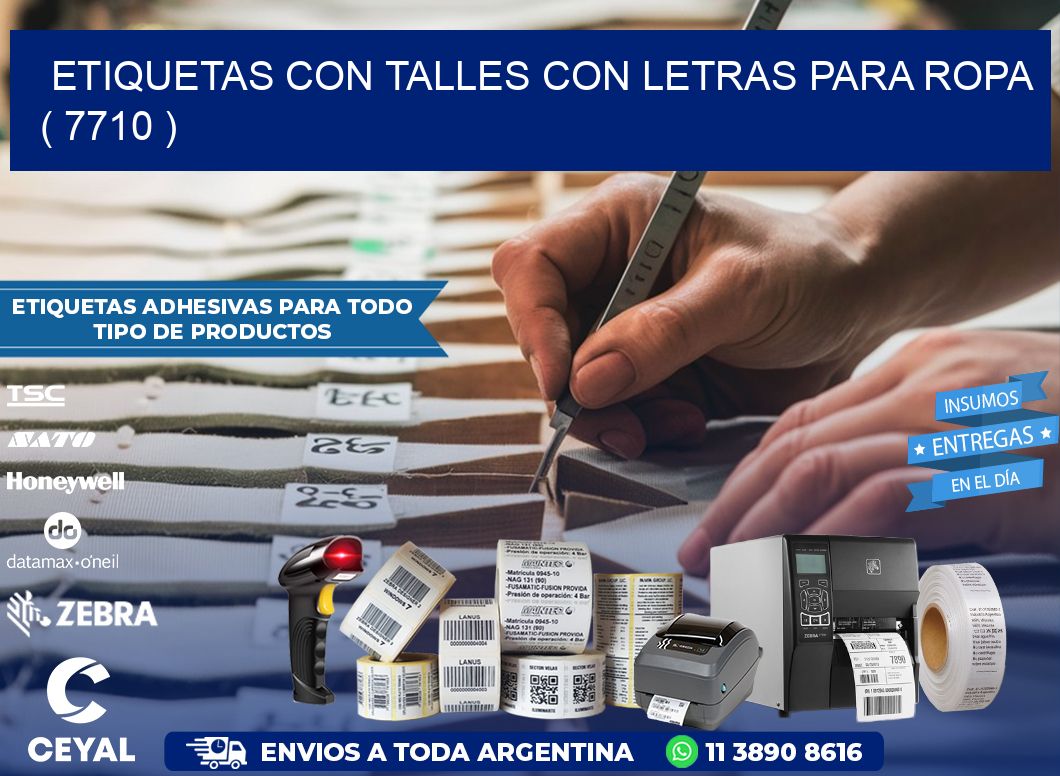 ETIQUETAS CON TALLES CON LETRAS PARA ROPA   ( 7710 )