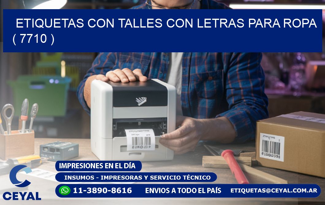 ETIQUETAS CON TALLES CON LETRAS PARA ROPA   ( 7710 )