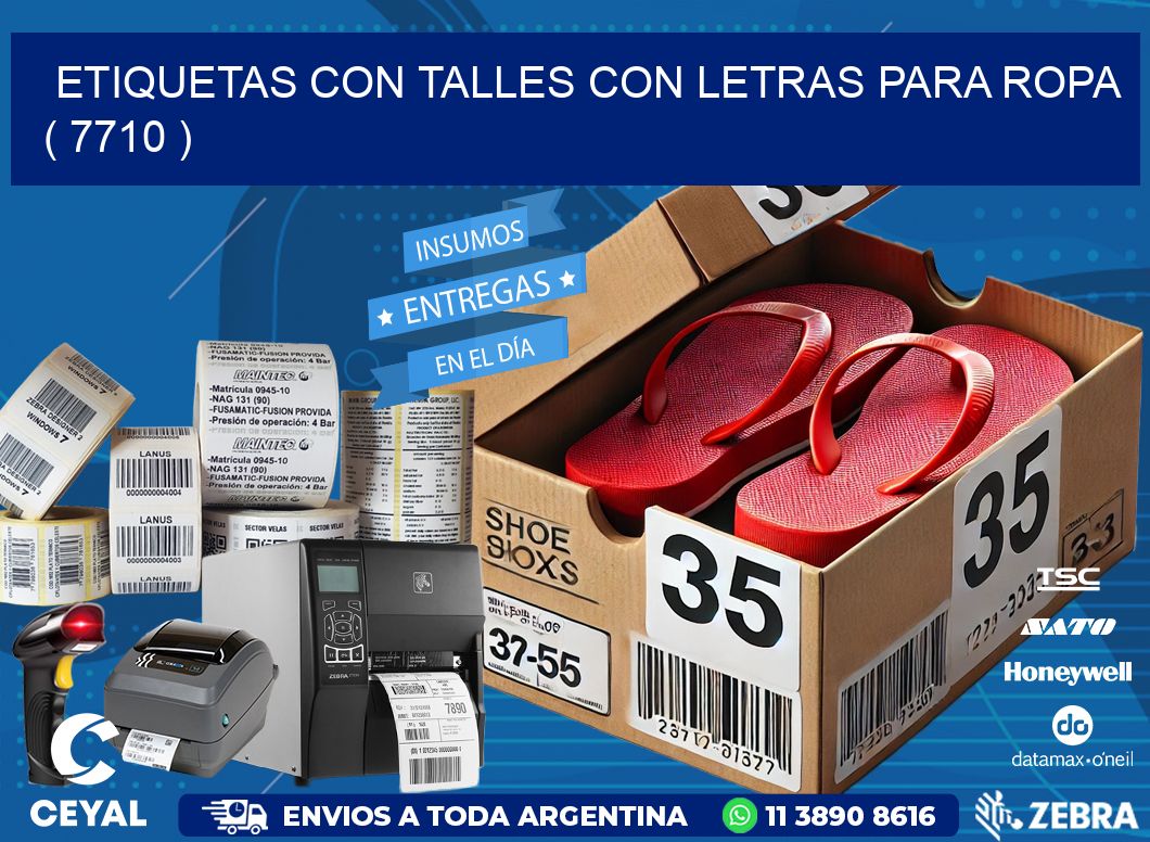 ETIQUETAS CON TALLES CON LETRAS PARA ROPA   ( 7710 )
