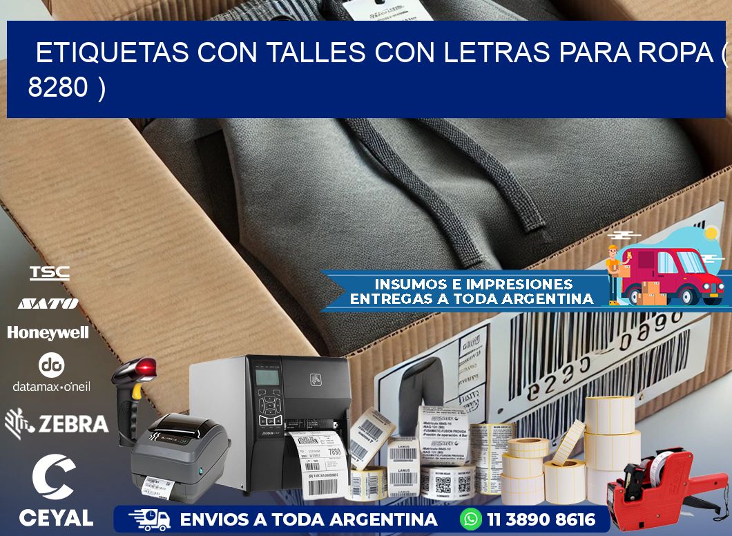 ETIQUETAS CON TALLES CON LETRAS PARA ROPA ( 8280 )