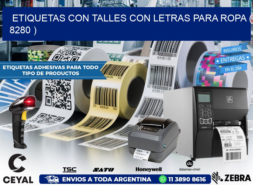 ETIQUETAS CON TALLES CON LETRAS PARA ROPA ( 8280 )