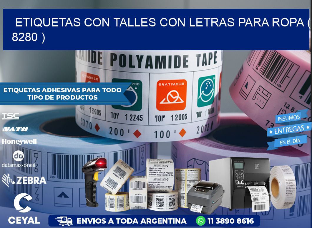 ETIQUETAS CON TALLES CON LETRAS PARA ROPA ( 8280 )
