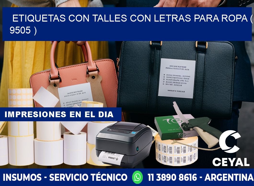 ETIQUETAS CON TALLES CON LETRAS PARA ROPA ( 9505 )