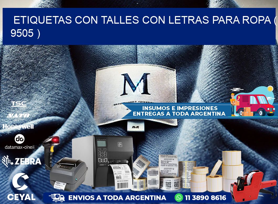 ETIQUETAS CON TALLES CON LETRAS PARA ROPA ( 9505 )