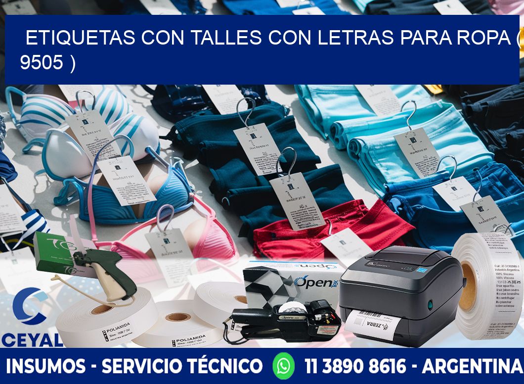 ETIQUETAS CON TALLES CON LETRAS PARA ROPA ( 9505 )