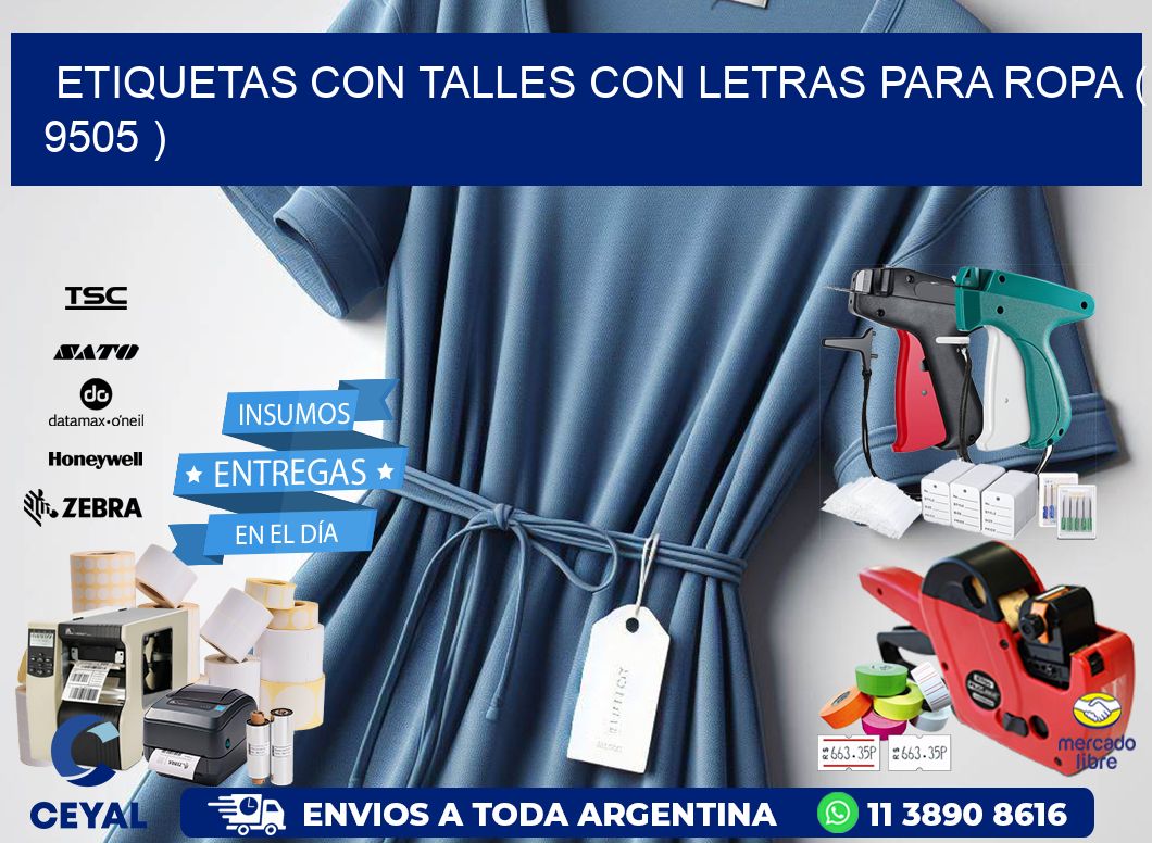 ETIQUETAS CON TALLES CON LETRAS PARA ROPA ( 9505 )