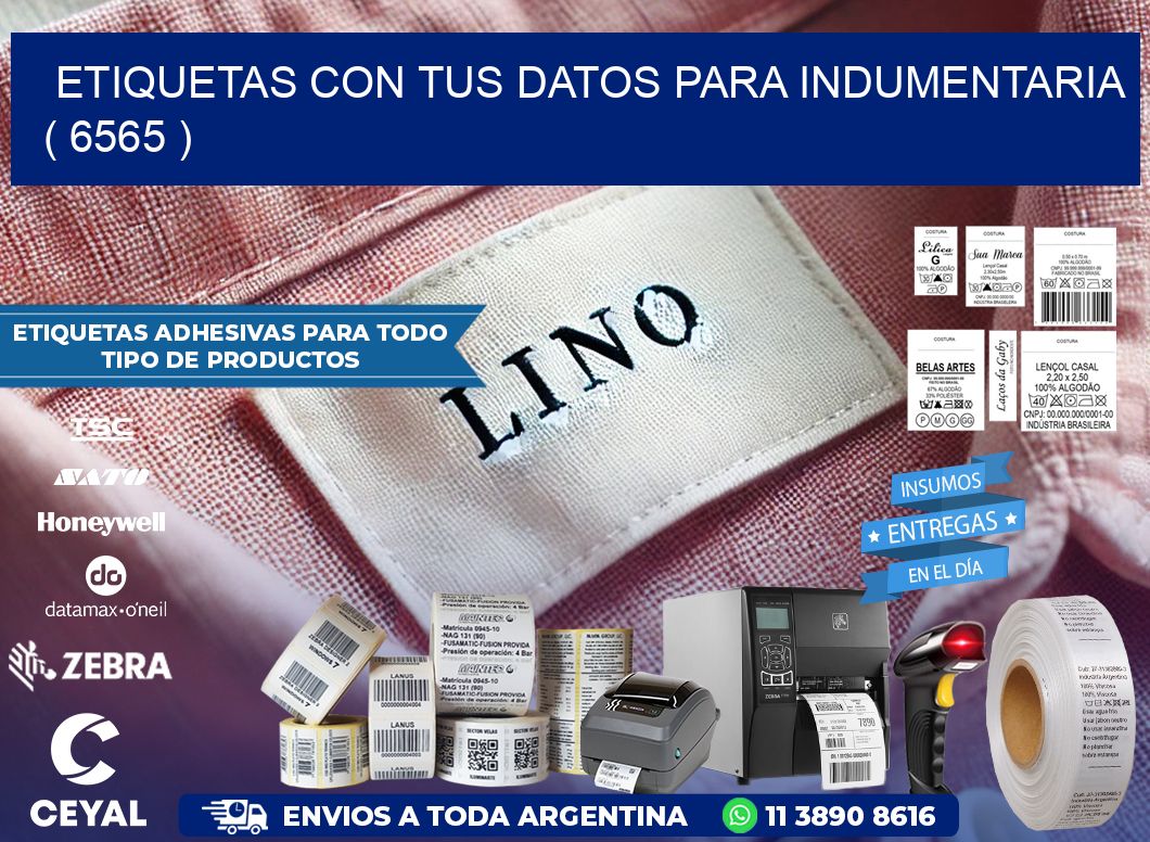ETIQUETAS CON TUS DATOS PARA INDUMENTARIA   ( 6565 )