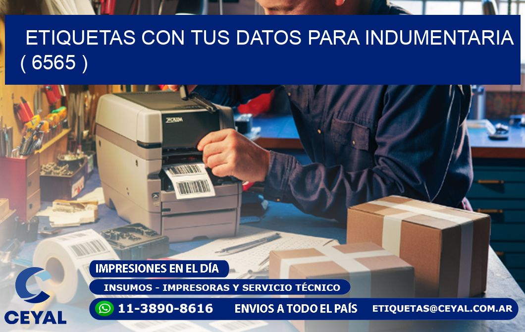 ETIQUETAS CON TUS DATOS PARA INDUMENTARIA   ( 6565 )