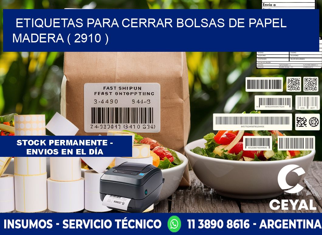 ETIQUETAS PARA CERRAR BOLSAS DE PAPEL MADERA ( 2910 )