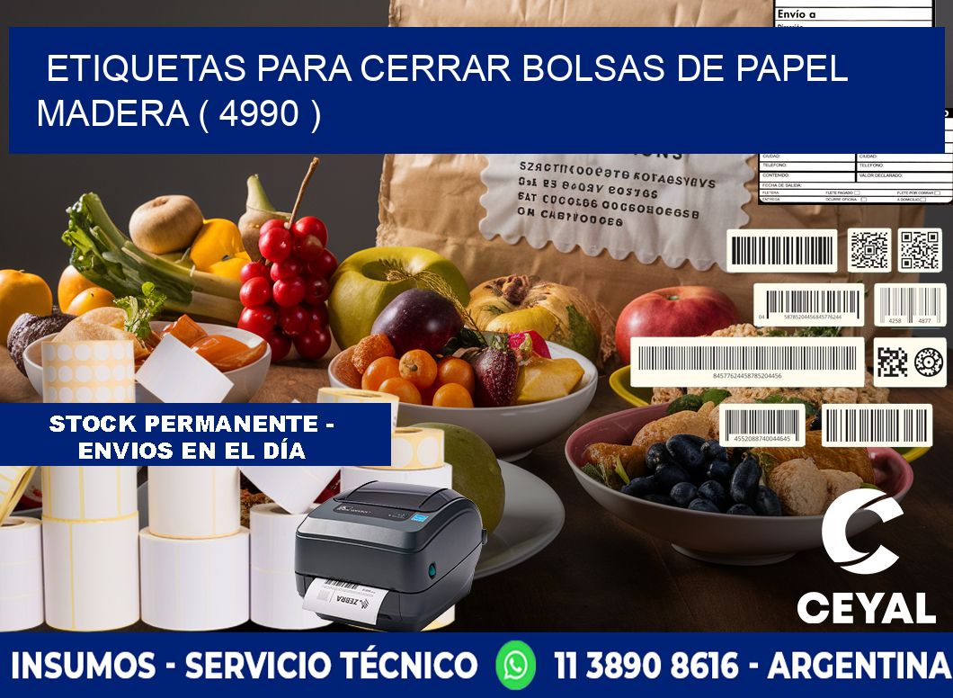 ETIQUETAS PARA CERRAR BOLSAS DE PAPEL MADERA ( 4990 )