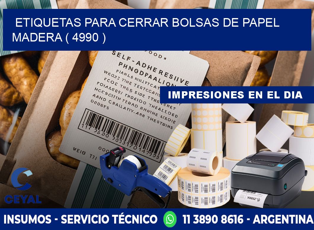 ETIQUETAS PARA CERRAR BOLSAS DE PAPEL MADERA ( 4990 )