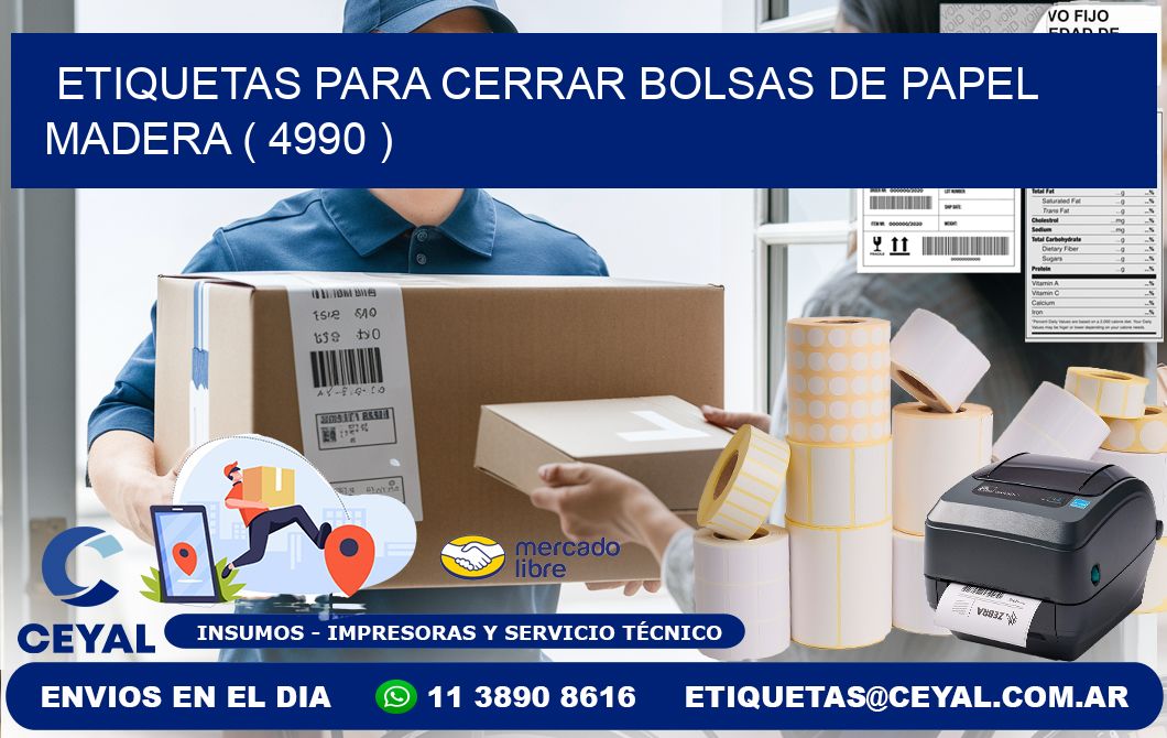 ETIQUETAS PARA CERRAR BOLSAS DE PAPEL MADERA ( 4990 )