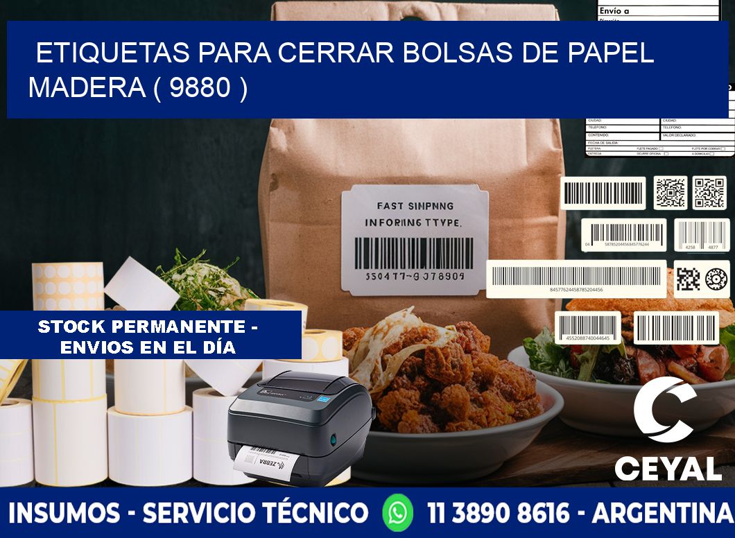 ETIQUETAS PARA CERRAR BOLSAS DE PAPEL MADERA ( 9880 )