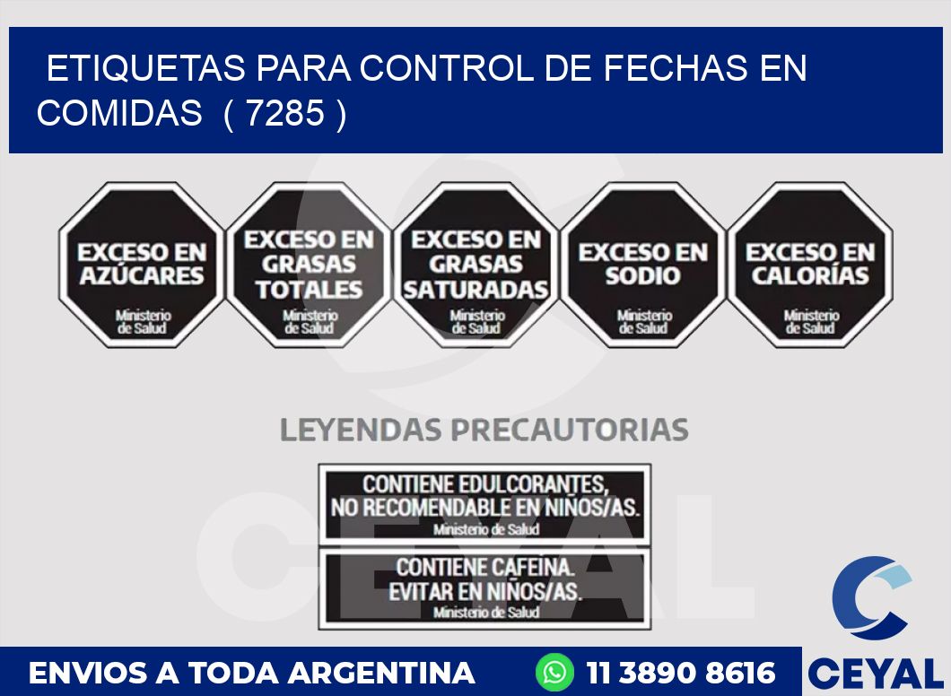 ETIQUETAS PARA CONTROL DE FECHAS EN COMIDAS  ( 7285 )