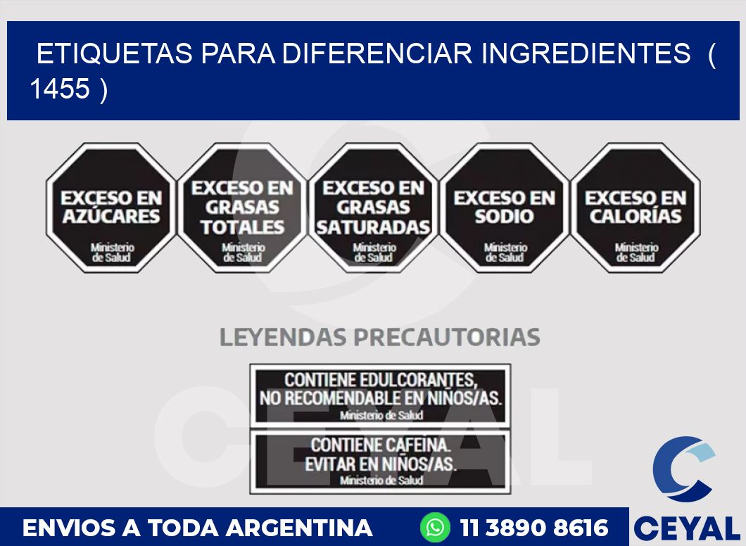 ETIQUETAS PARA DIFERENCIAR INGREDIENTES  ( 1455 )