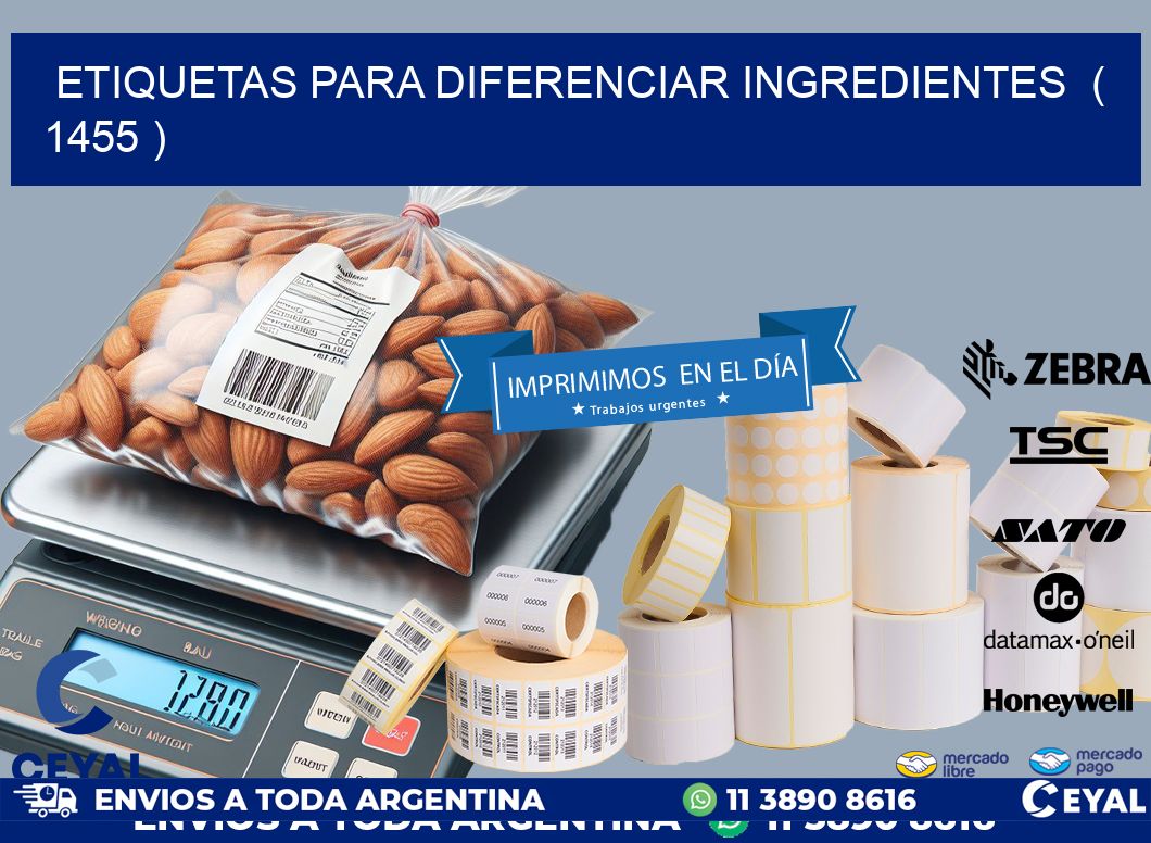 ETIQUETAS PARA DIFERENCIAR INGREDIENTES  ( 1455 )