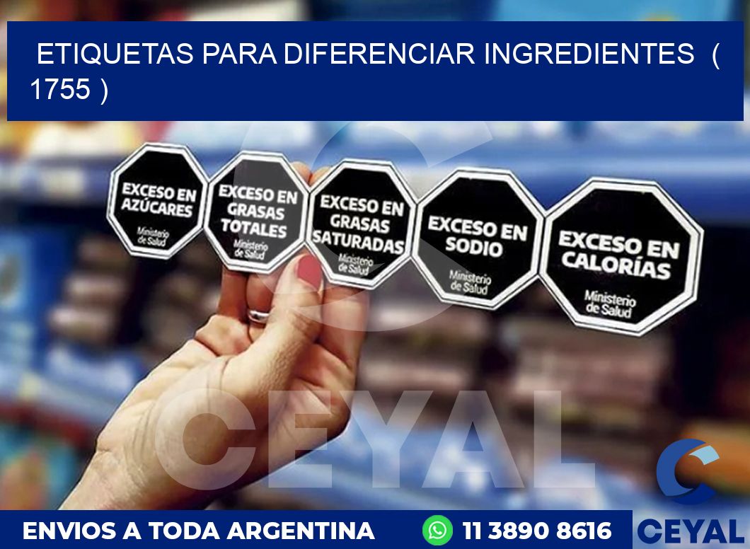 ETIQUETAS PARA DIFERENCIAR INGREDIENTES  ( 1755 )