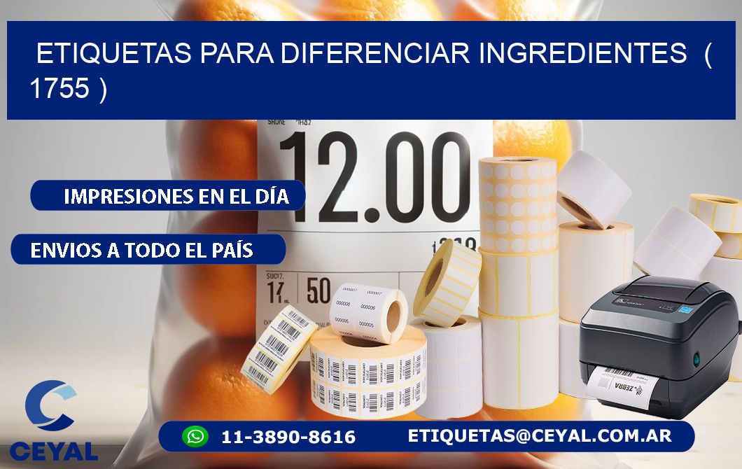 ETIQUETAS PARA DIFERENCIAR INGREDIENTES  ( 1755 )