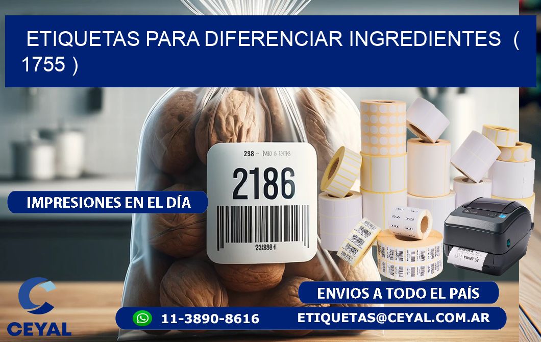 ETIQUETAS PARA DIFERENCIAR INGREDIENTES  ( 1755 )