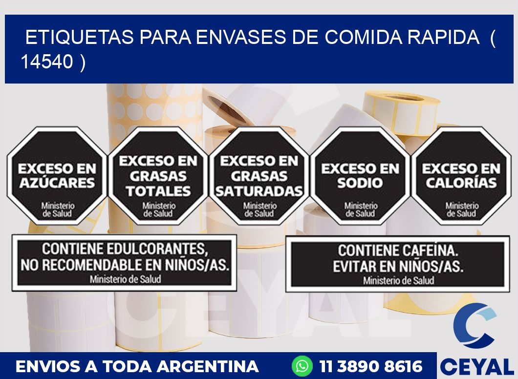 ETIQUETAS PARA ENVASES DE COMIDA RAPIDA  ( 14540 )
